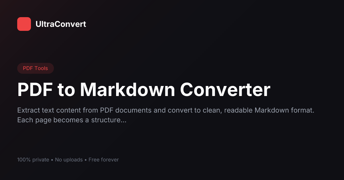 PDF to Markdown Online — Convert PDF to MD Free | UltraConvert
